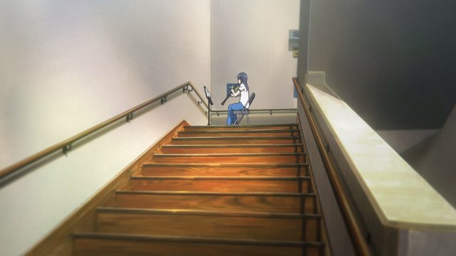Nozomi's flute practice by the river steps